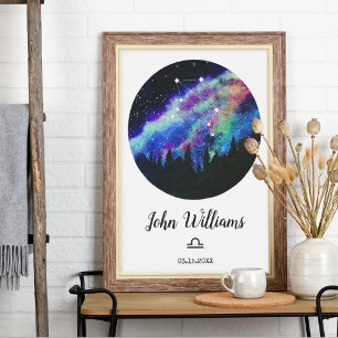 Poster Cadeau du signe du zodiaque Balance constellation 