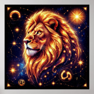 Poster Cadeau du zodiaque Lion pour une énergie de feu pu