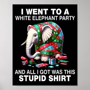 Poster Cadeau éléphant blanc drôle emballé éléphant idiot
