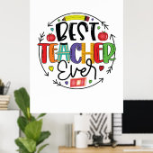 Poster Cadeau enseignant Meilleur enseignant jamais (Bureau à domicile)