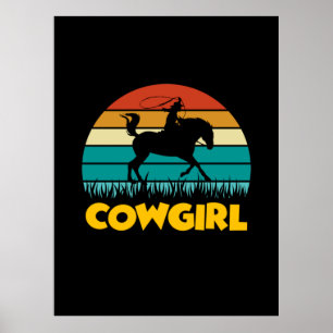 Poster Cadeau équestre   Vintage Cowgirl