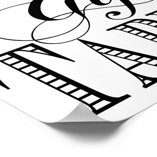 Poster Cadeau et carte mariage de table en noir et blanc (Coin)