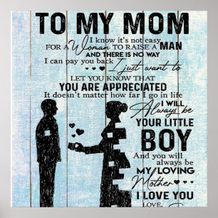 Poster Cadeau Fils à maman, Personnaliser Lettre à ma mam