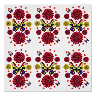 Poster Cadeau Floral Personnalisé Papillon de Printemps