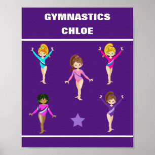 POSTER CADEAU GYMNASTIQUE AVEC 5 GYMNASTES PERSONNALISÉS