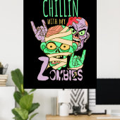 Poster Cadeau Halloween | Chillin Avec Mes Amis (Bureau à domicile)