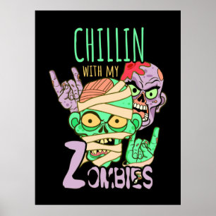 Poster Cadeau Halloween Chillin Avec Mes Amis