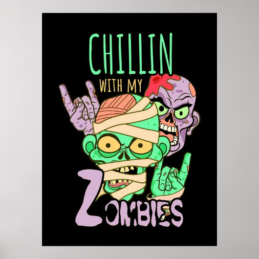 Poster Cadeau Halloween | Chillin Avec Mes Amis (Devant)