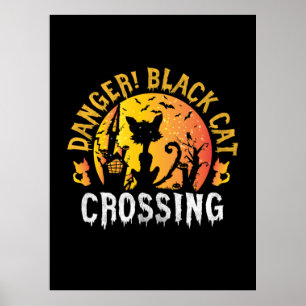 Poster Cadeau Halloween Danger Cat Crossing Anniversair