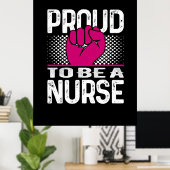 Poster Cadeau infirmière | Fière D'Être Une Infirmière (Bureau à domicile)
