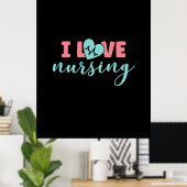 Poster Cadeau infirmière | I Love Nursing (Bureau à domicile)