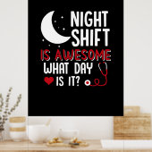 Poster Cadeau infirmière | Shift De Nuit Est Super (Cuisine)