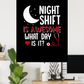 Poster Cadeau infirmière | Shift De Nuit Est Super (Bureau à domicile)