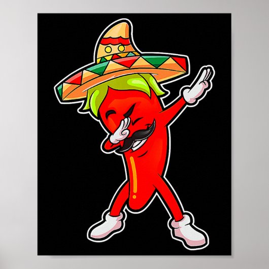 Poster Cadeau Mignon Piment Dabbing Pepper Mexicain Chaud (Devant)