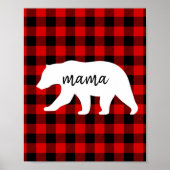 Poster Cadeau moderne Rouge Plaid Et Blanc Mama Ours (Devant)