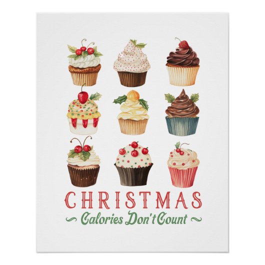 Poster Cadeau Noël Noël Calories ne comptent pas (Devant)