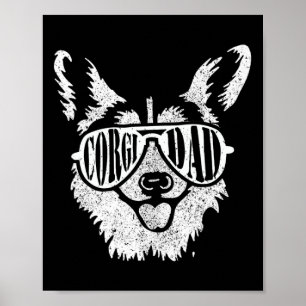 Poster Cadeau Papa Corgi Rétro Propriétaire de Chien Anim