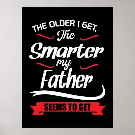 Poster Cadeau Papa Plus je vieillis Plus je deviens intel (Devant)