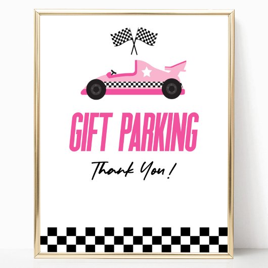 Poster Cadeau Parking Rose Course Voiture Panneau de la t