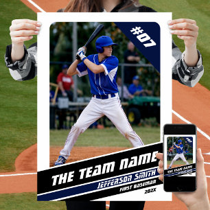 Poster Cadeau personnalisable de joueur de baseball en bl