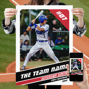 Poster Cadeau personnalisable pour joueur de baseball en