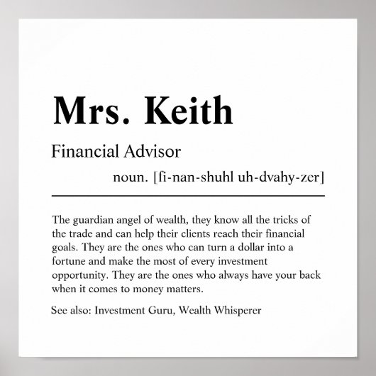 Poster cadeau personnalisé du conseiller financier (Devant)