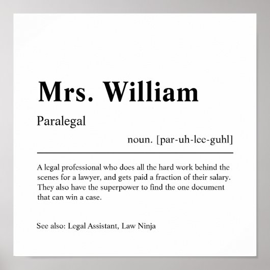 Poster Cadeau personnalisé Paralegal (Devant)