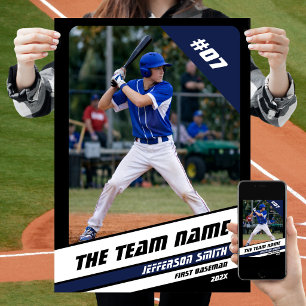 Poster Cadeau personnalisé pour joueur de baseball noir b