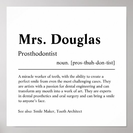 Poster cadeau personnalisé prosthodontiste (Devant)