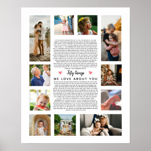 Poster cadeau photo d'anniversaire 50 choses que nous aim