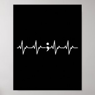 Poster Cadeau point-virgule rythme cardiaque Sensibilisat