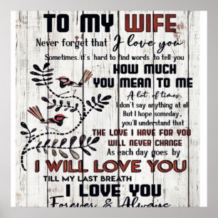 Poster Cadeau Pour Femme   À ma femme belle lettre