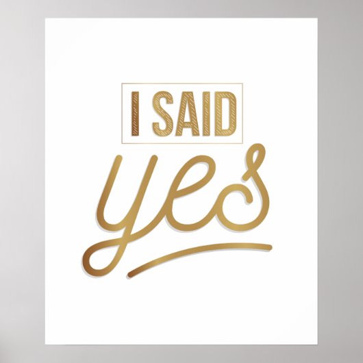 Poster Cadeau pour future mariée - J'ai dit oui en feuill (Devant)