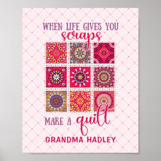 Poster Cadeau pour grand-mère courtepointe patchwork (Devant)