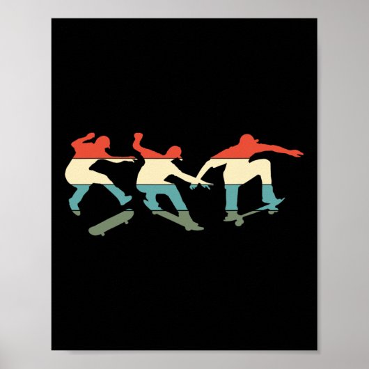 Poster Cadeau Rétro Skateboard Pour Skateboard (Devant)