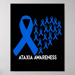 Poster Cadeau Ruban Bleu Sensibilisation à l'Ataxie