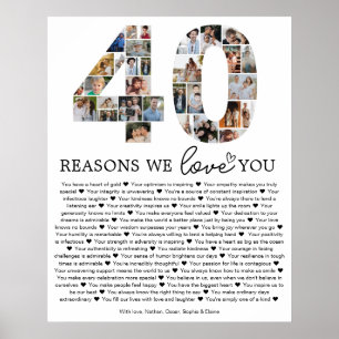 Poster Cadeau souvenir collage photo 40 raisons pour lesq