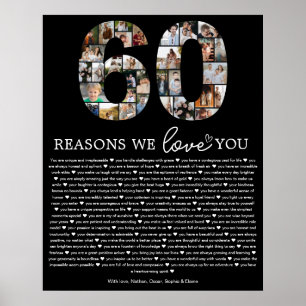 Poster Cadeau souvenir collage photo 60 raisons pour lesq