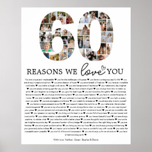 Poster Cadeau souvenir collage photo 60 raisons pour lesq