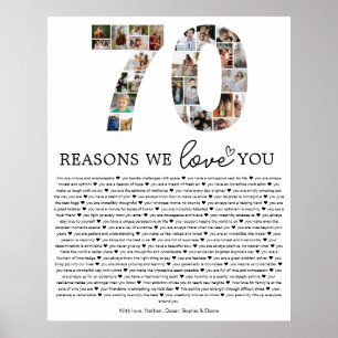 Poster Cadeau souvenir collage photo 70 raisons pour lesq
