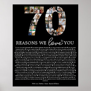 Poster Cadeau souvenir collage photo 70 raisons pour lesq