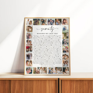 Poster Cadeau souvenir collage photo 70 raisons pour lesq