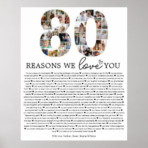 Poster Cadeau souvenir collage photo 80 raisons pour lesq