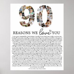 Poster Cadeau souvenir collage photo 90 raisons pour lesq