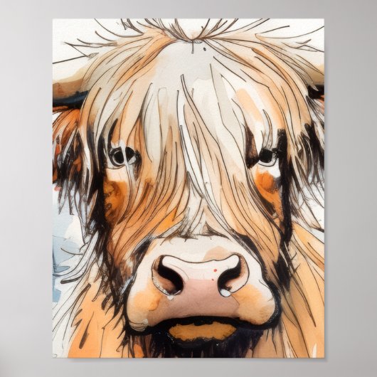 Poster Cadeau vache, vache des Highlands (Devant)