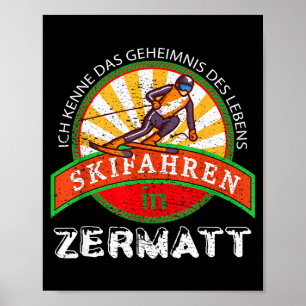 Poster Cadeau vintage de ski pour skieurs de Zermatt