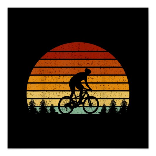 Poster Cadeau VTT Sunset vintage Pour Mountain B (Devant)