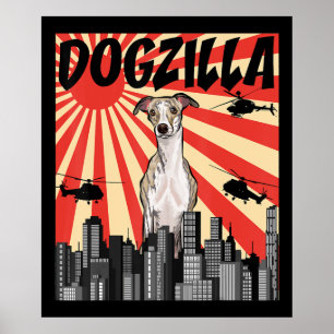 Poster Cadeau Whippet drôle japonaise dogzilla whippet