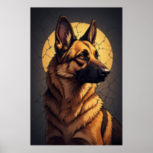 Poster 🦴 Cadeaux Berger Allemand Pour Amateurs D'Animaux