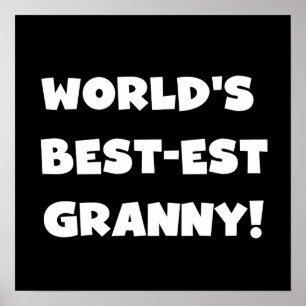 Poster Cadeaux blancs de T-shirts des textes de mamie du 